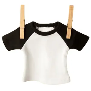 Mỹ Cậu Bé Quần Áo Búp Bê Đồng Bằng Trống Màu Đen Raglan 18 Inch Cậu Bé Búp Bê T-Shirt