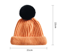 Bonnet personnalisé en acrylique côtelé avec pompon pour bébé, couleur bonbon, chaud et extensible, idéal pour l'extérieur en hiver