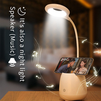 Lampe de table LED multifonctionnelle avec musique, veilleuse sonore, protection oculaire pour la lecture, pour chambre à coucher et chevet