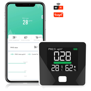 Détecteur de qualité de l'air de bureau avec écran LED, batterie rechargeable 1000 mAh, moniteur de poussière PM2.5, ventilateur intégré, application Tuya Wifi, OEM - Product Image 3