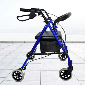 Déambulateur pliant pour adultes en gros d'usine avec 4 roues, siège en alliage d'aluminium, capacité de 100 kg, certifié CE pour les aides à la marche - Product Image 1