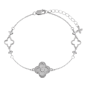 Wholesale Women's 925 Sterling Silver Rhodium Plated Custom Made Charm Heart Geometric Zircon Bracelet-Trendy Gift - Product Image 1