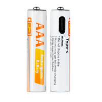 Piles lithium-ion AAA rechargeables par USB 1,5 V avec port de charge USB-C. Comprend un chargeur.