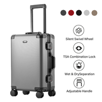Maleta de Viaje Rígida de Aluminio con Ruedas Silenciosas Giratorias, Candado TSA, Separación Húmedo/Seco, Diseño Clásico y Sencillo