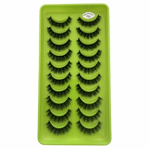 Faux cils synthétiques faits à la main en bande complète, cils courts et volumineux, 10 paires, fournitures de beauté, maquillage - Product Image 2