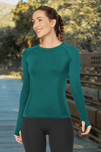 Camicia da corsa <span class=keywords><strong>sportiva</strong></span> <span class=keywords><strong>sportiva</strong></span> <span class=keywords><strong>sportiva</strong></span> <span class=keywords><strong>sportiva</strong></span> traspirante a maniche lunghe da <span class=keywords><strong>donna</strong></span> con top attivi leggeri Slim Fit - Product Image 4