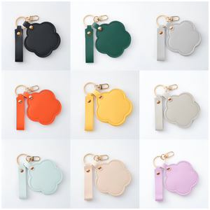 Espejo de bolsillo con flores de cuero PU, espejo cosmético portátil - Product Image 6