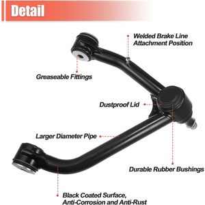Vypart Nouveaux bras de suspension avant supérieurs 2-4 pouces en acier noir et polyuréthane pour Chevy Silverado 1500 Yukon GMC Sierra 1500 Garantie 12 mois - Product Image 2