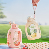Bouteille d'eau de sport portable grande capacité en promotion – Qualité supérieure, personnalisable, graduée, écologique, avec paille