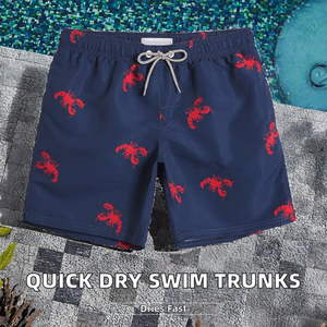 <b>Mens</b> Mid Swim <b>Trunks</b> Quick Dry Windproof Mesh Lining Pockets Comfortable Breathable Casual 100% Cotton Drawstring Closure OEM - Product Image 2