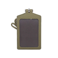 Porte-badge en cuir de vachette véritable avec fenêtre, étui à carte à cordon détachable, logo personnalisé, fabrication OEM en gros