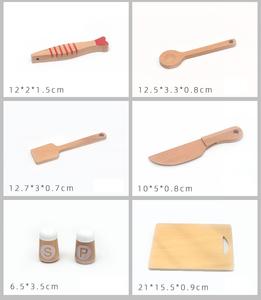 Ensemble de cuisine miniature en bois <span class=keywords><strong>avec</strong></span> accessoires, jeu d'imitation, apprentissage éducatif pour enfants - Product Image 5
