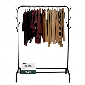 Porte-vêtements sur pied Myrva Leaf Rack, 1 tube, à un seul niveau, design minimaliste, rangement de placard en métal - Product Image 1