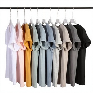 Impression de logo personnalisée, 100% coton, 210 g/m², t-shirts pour hommes à coupe ample, col rond, blanc uni, tricoté en relief - Product Image 2