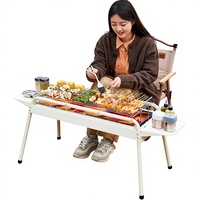 Barbecue portable pliable au charbon de bois CZ-093 avec finition électrophorétique, grandes brochettes épaissies