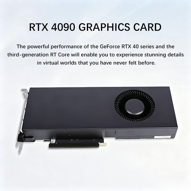 New RTX 4090 24GB PCI-E 5.0 GDDR6X Fan GPU Graphics Card 16384 Units Core 450W Power 2520MHz DLSS 3 8-pin*3 DP/ Desktop