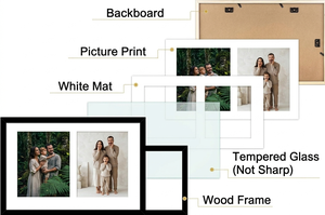 Cadre photo en bois noir S&L 12x19 avec passe-partout blanc, affiche <span class=keywords><strong>deux</strong></span> <span class=keywords><strong>photos</strong></span> 8x10, décoration murale en verre véritable avec accroche à dents de scie - Product Image 4