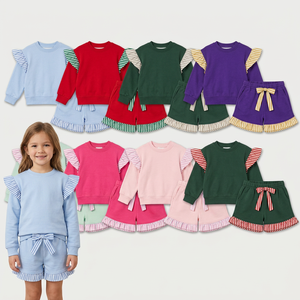 ชุดเสื้อผ้าเด็กผู้หญิงแขนยาวลายคริสต์มาสพร้อมกางเกงขาบาน - Product Image 4