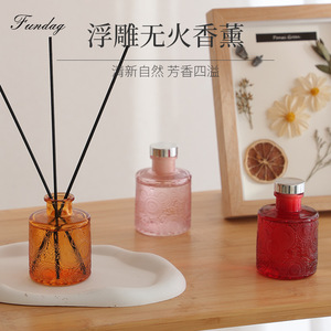 Funday Reed <b>Diffuser</b> 100ml Embossed Glass Rattan <b>Sticks</b> Fragrance Indoor Decor - Product Image 3