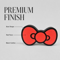 Boîte cadeau de luxe en papier rouge en forme de nœud, design 3D de nœud de dessin animé, avec contour noir, OEM, marque privée, vente en gros
