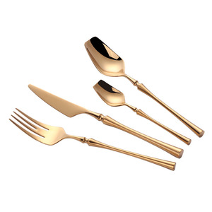 304 Stainless Steel Royal Gold Plated Cutlery Flatware Steak Spoon Set 4 in 1 - Product Image 4
