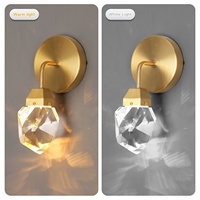 Lampe murale LED en cuivre et cristal, design nordique moderne, à intensité variable, CRI 90, idéale pour les hôtels - Meilleure vente