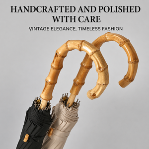 Waterproof 280T Fabric Business Strong 16 Ribs <b>Windproof</b> 65mph Automatic Open Bamboo Handle Custom Logo Design Straight <b>Umbrella</b> - Product Image 3