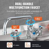 Robinet de cuisine mural robuste moderne pour hôtels et hôpitaux, avec douchette extractible de pré-évier, valve en laiton anti-fuite, garantie 5 ans