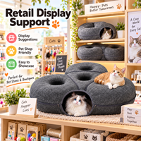 Tunnel modulaire en feutre pour chat, niche de jeu multi-chats avec fermeture éclair, lit d'intérieur pour animaux de compagnie, OEM ODM, vente en gros