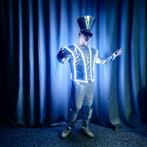 Led <b>Illuminated</b> Costume High Hat With White Light Flashing Stage Performance Outfits Unisex - Product Image 2
