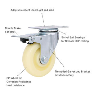 Hochwertiges Lenkrad 2,5/3/4/5 Zoll Heavy Duty Yellow PP Kunststoff rad Roller blade Caster - Product Image 6