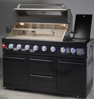 Cuisine extérieure haut de gamme, ensemble complet avec barbecue 8 brûleurs, réfrigérateur et évier, allumage électronique, certifié CE