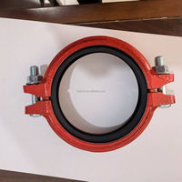 Klem Selang Pelindung Api untuk Pipa Beralur DN150-DN200, Baja Karbon Beralur Berlapis Seng dan Epoxy Powder Coated 175-300 PSI