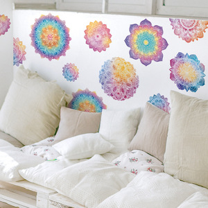 Pegatinas de <span class=keywords><strong>Pared</strong></span> de Vinilo Mandala Removibles Coloridas, Pegatinas de <span class=keywords><strong>Pared</strong></span> 3D con Flores Bohemias <span class=keywords><strong>para</strong></span> Sala de Estar - Product Image 3