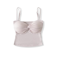 Dames Effen Kleur Twist Camisole Gewatteerd Yoga Zomer Trendy Top Casual Rekbaar Zacht Dagelijks Mode Gelaagd Comfortabel
