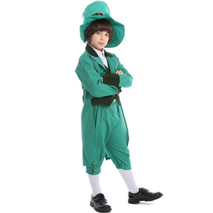 Costume da leprecauno <span class=keywords><strong>verde</strong></span> per bambino, costume irlandese per la festa di San Patrizio con mantello e pantaloni per bambini - Product Image 4