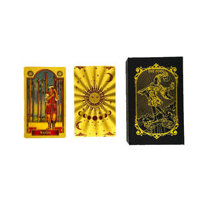 50+ SKU Jeu de cartes de tarot dorées à l'or fin, style Waite, impression couleur, PVC imperméable - Product Image 1