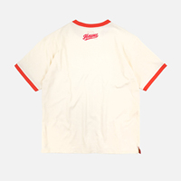 Camiseta de Diseño en Algodón Grueso, Color Beige, Dos Tonos, Estilo Oversize con Ribete en Contraste