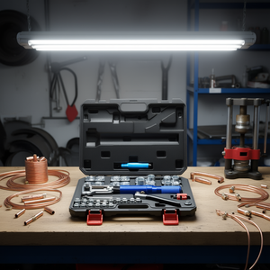 Kit de herramientas de abocardado doble de 45 grados, 32 piezas, herramientas de abocardado de tubos para reparación de frenos, líneas de cobre de 3/16 a 1/2 con cortador de tubos - Product Image 2