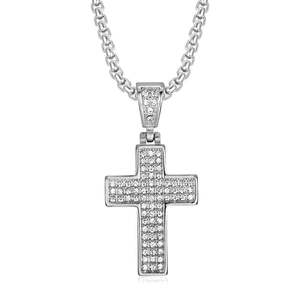 Hip Hop Iced Out CZ Cruz Religiosa Cristiana Impermeable Pvd Colgante Grueso Acero Inoxidable Joyería de Moda Collares Hombres Hombre - Product Image 4