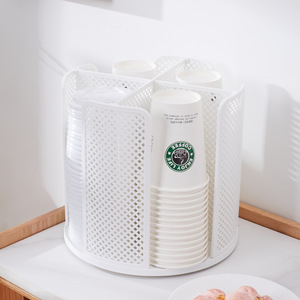 360 Degree Rotating Cup Holder Disposable Divided Paper Cup Storage Rack Desktop Organizer For Coffee Milk <b>Tea</b> Cups - Product Image 4