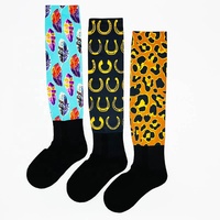 Chaussettes équestres hautes imprimées par sublimation pour femmes, conception d'illustration personnalisée