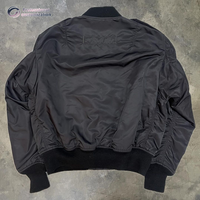 Blousons d'aviateur personnalisés de haute qualité pour hommes de style de rue pour l'hiver à la fac-Fermeture à glissière Tissu en toile noire