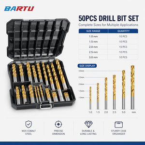 Jeu de forets hélicoïdaux en cobalt HSS Bartu M35 1,0-3,0 mm, micro-forets de haute précision pour l'acier inoxydable 135 °   Pointe fendue entièrement affûtée - Product Image 1
