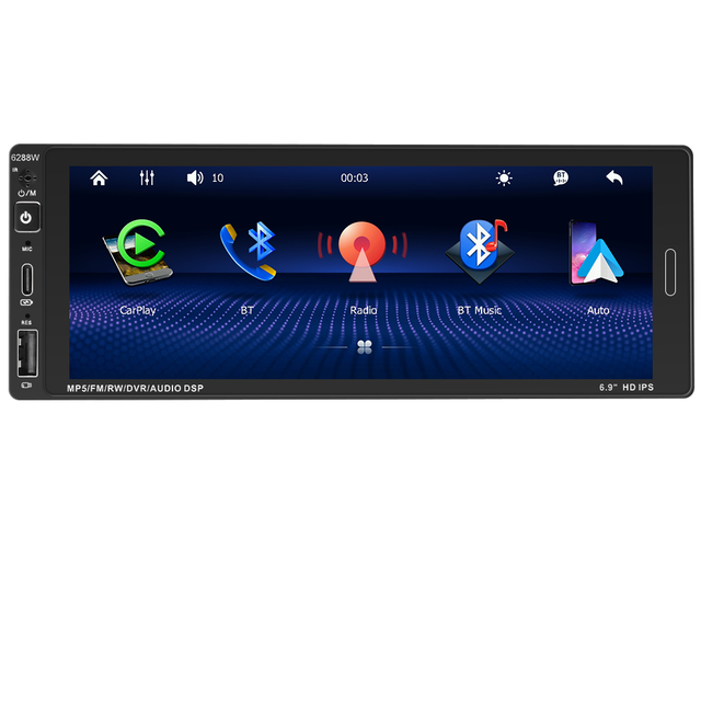 Car DVD Radio 6.9 Inch Car MP5 Player Support Wired Carplay Wired Android Auto IPS Touch Screen 1280*480 FM BT5.0 1Din Car Radio