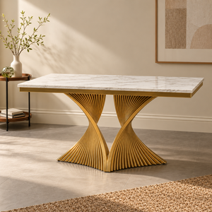 Modern <b>Marble</b> <b>Top</b> <b>Console</b> <b>Table</b> with Twisted Brass Pedestal Base for Living Room Home Furniture From Indonesia - Product Image 1