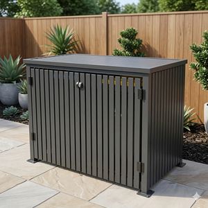 Bac <span class=keywords><strong>de</strong></span> Rangement en Acier Galvanisé Grande Capacité, <span class=keywords><strong>Abri</strong></span> Ignifuge pour <span class=keywords><strong>Poubelle</strong></span> avec Double Porte pour Usage Commercial Extérieur - Product Image 2