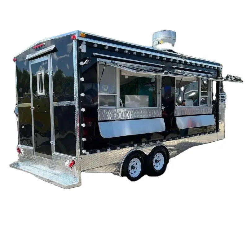 Ihracat için hazır yüksek 12ft ticari gıda kamyoneti imtiyaz sokak mobil gıda kamyonu sepeti fast food römork abd ve avrupa