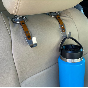 Stroller <b>hooks</b>, metal and leather stroller <b>hooks</b>, <b>car</b> rear seat <b>hooks</b> for storage. - Product Image 3