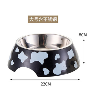 Bol pour animaux de compagnie en acier inoxydable, plat d'alimentation détachable pour chat et chien avec motif de vache pour la séparation des aliments secs et de l'eau - Product Image 4